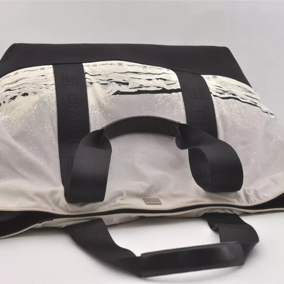 Authentic CHANEL Sports Line High Summer Nylon Leather CC Tote Bag Gray - Picture 11 of 16